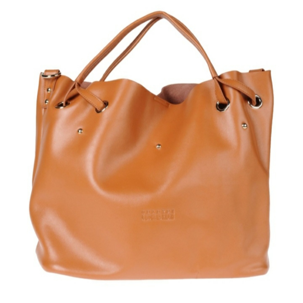 Real leather Camel color handbag with handles